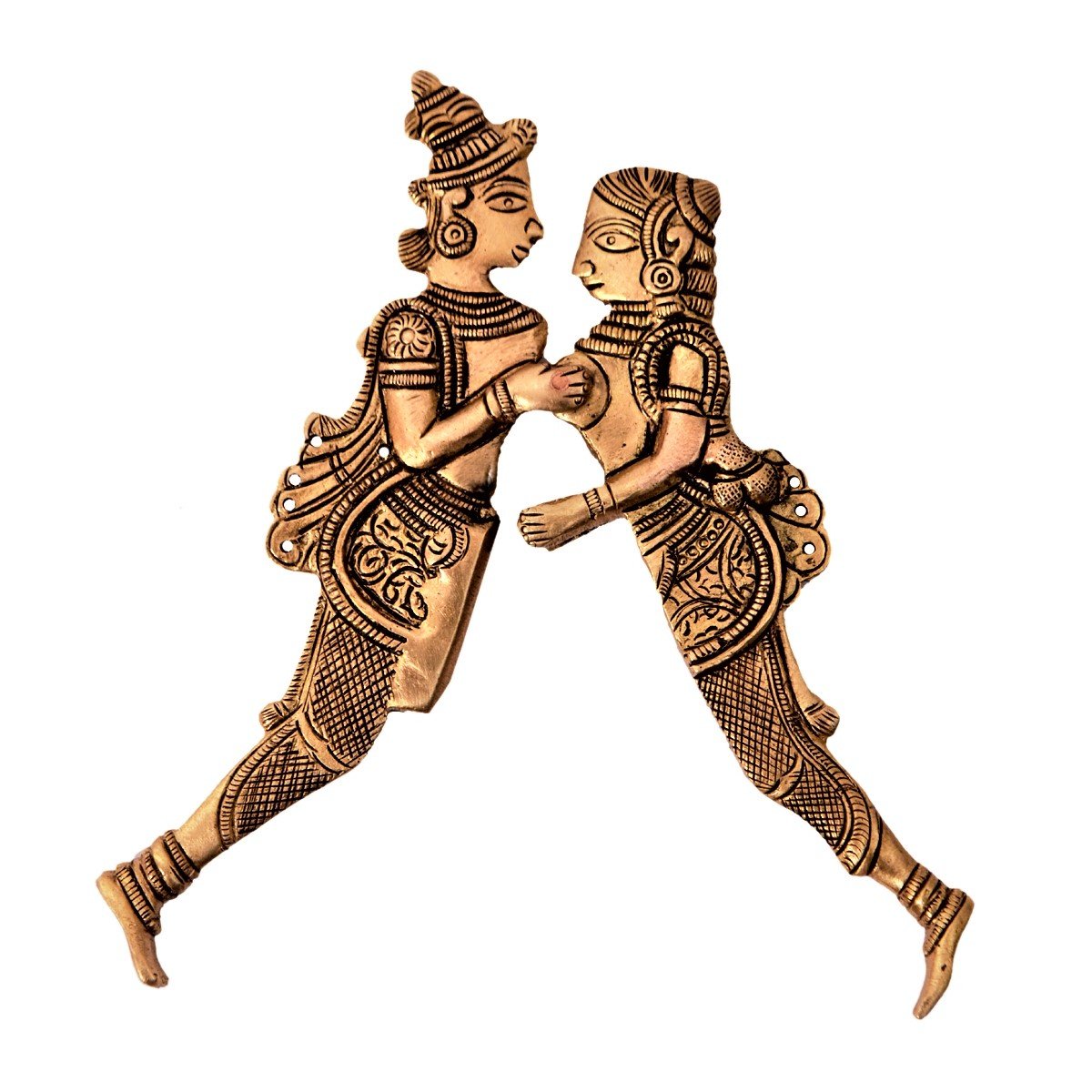 Purpledip Rare Collection Brass Nut Cracker Sarota 'Khajurao': Eternal Love Story of Radha-Krishna (11231)