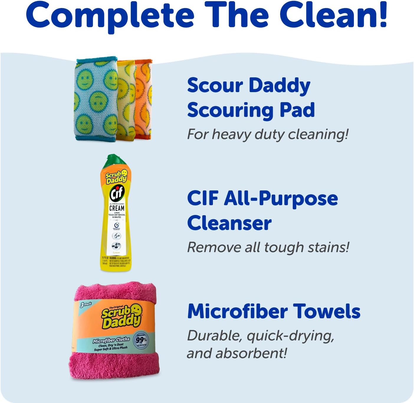 Scrub Daddy BBQ Daddy Grill Cleaner Kit - Bristle-Free Brush & 2 Steel Scour Sponges | Built-In Scraper
