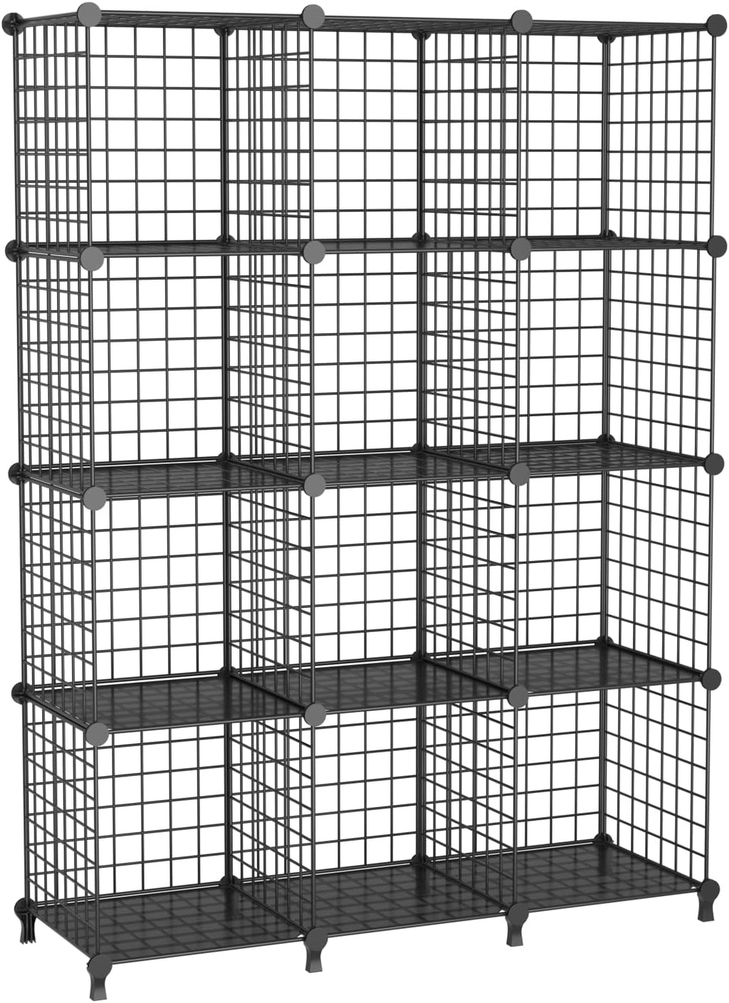 ATTJL12B 12-Cube Storage Organizer - Modular Metal Wire Shelving Unit | 11.8" L x 11.8" W x 11.8" H, Black