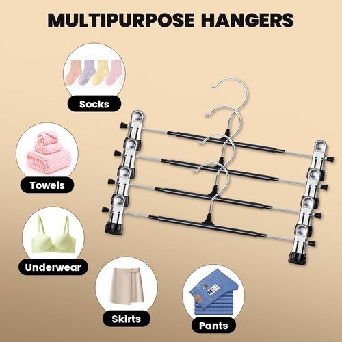 HUADYMEET 30-Pack 12-Inch Metal Pants Hangers - Heavy-Duty Non-Slip Clips for Jeans & Skirts | Black