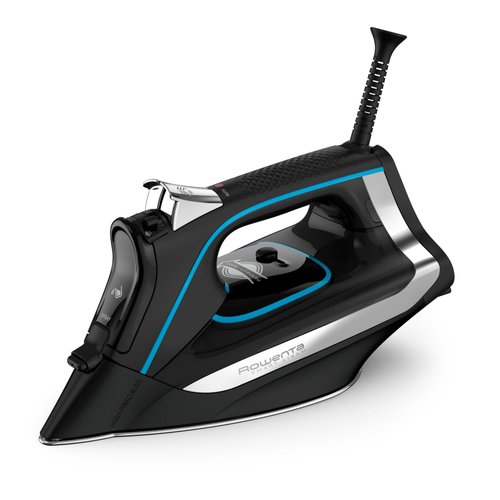 Rowenta, Iron, Smart Temp Stainless Steel Soleplate Steam Iron for Clothes, 380 Microsteam Holes, 1725 Watts Ironing, Auto-Off, Fabric Steamer, Black Clothes Iron, DW3261, Black