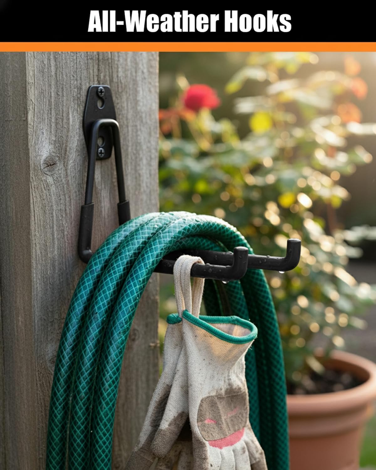 WMK Heavy Duty Garage Hooks - 7.3'' Wall Mount Storage for Bikes, Ladders & Tools | 100LB Capacity, PVC Coated (Black)