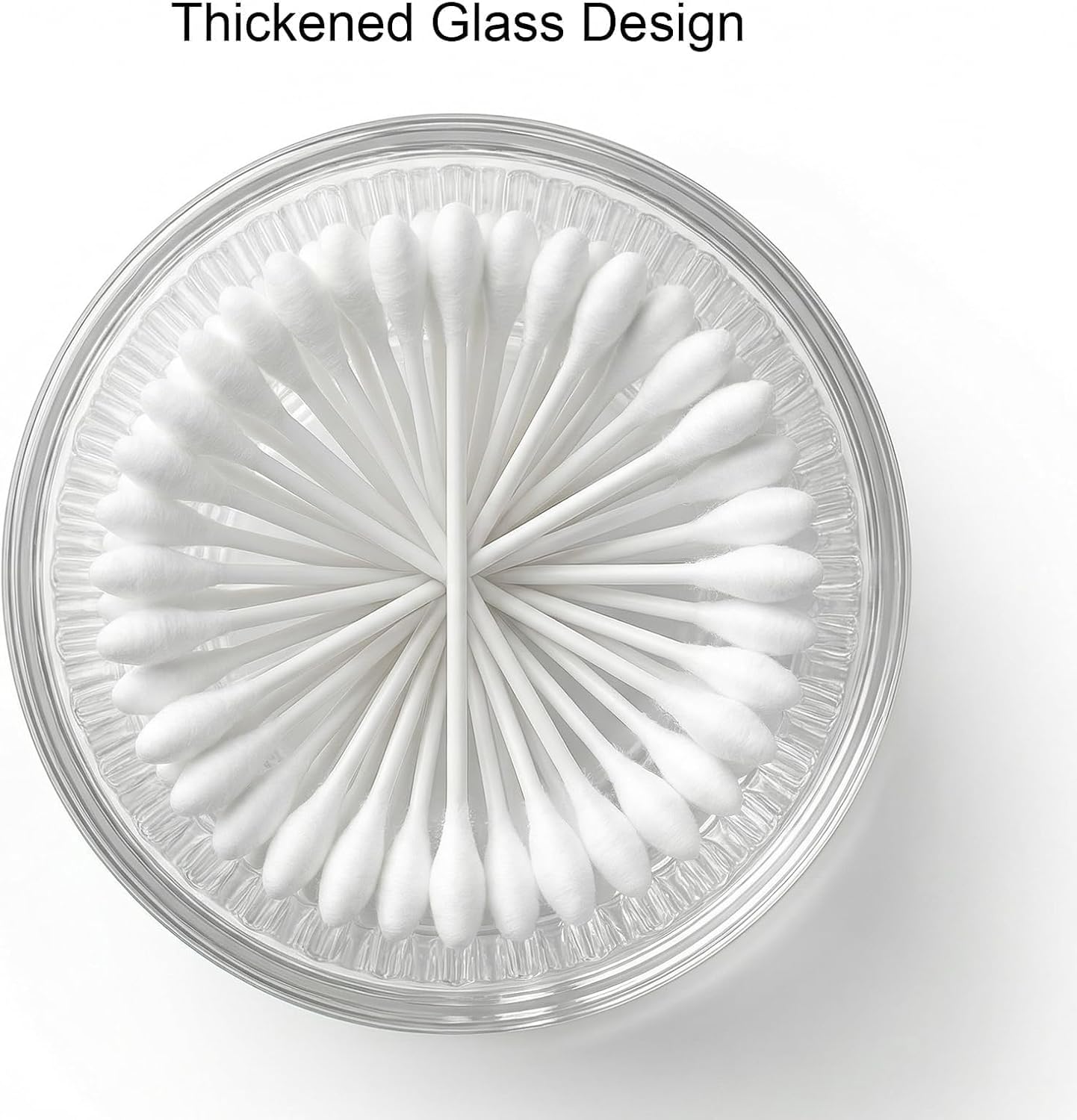 Rejomiik Glass Qtip Holder Dispenser - 2 Pack Apothecary Jars with Lids for Cotton Swabs & Makeup Storage