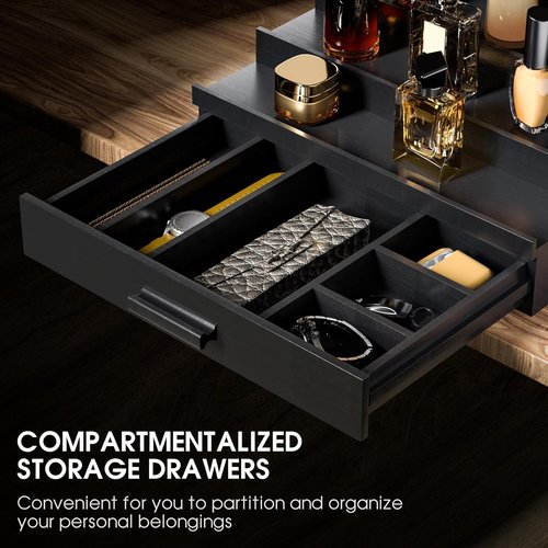 Sephyroth Cologne Organizer 5 Tier of Elegant Bamboo Perfume Organizer for Men with Hidden Storage and Practical Drawer, Perfect for Cologne Display & Gift (5T-Black)