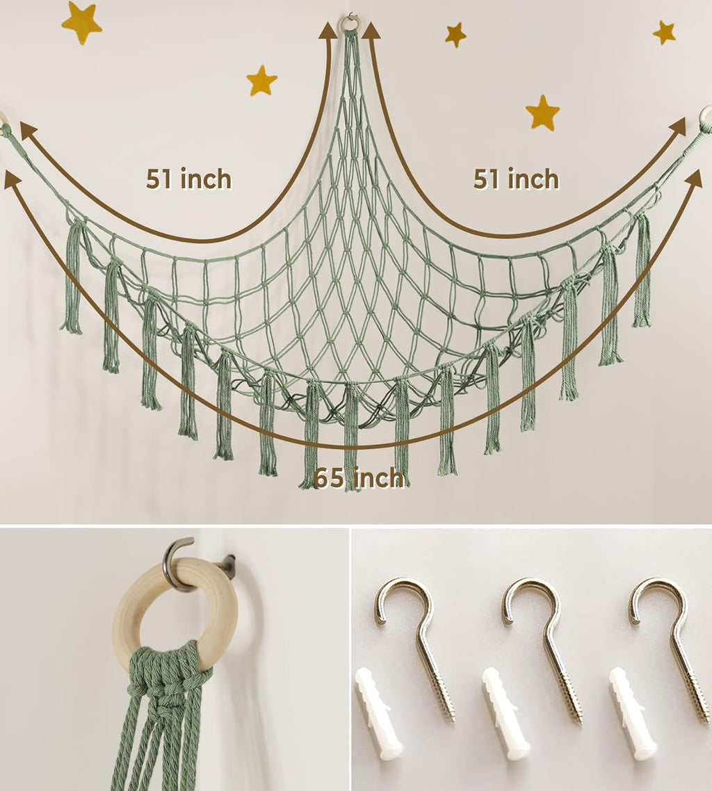 Mirolam Stuffed Animal Storage Hammock - Large Corner Organizer for Plush Toys | Baby Nursery Decor