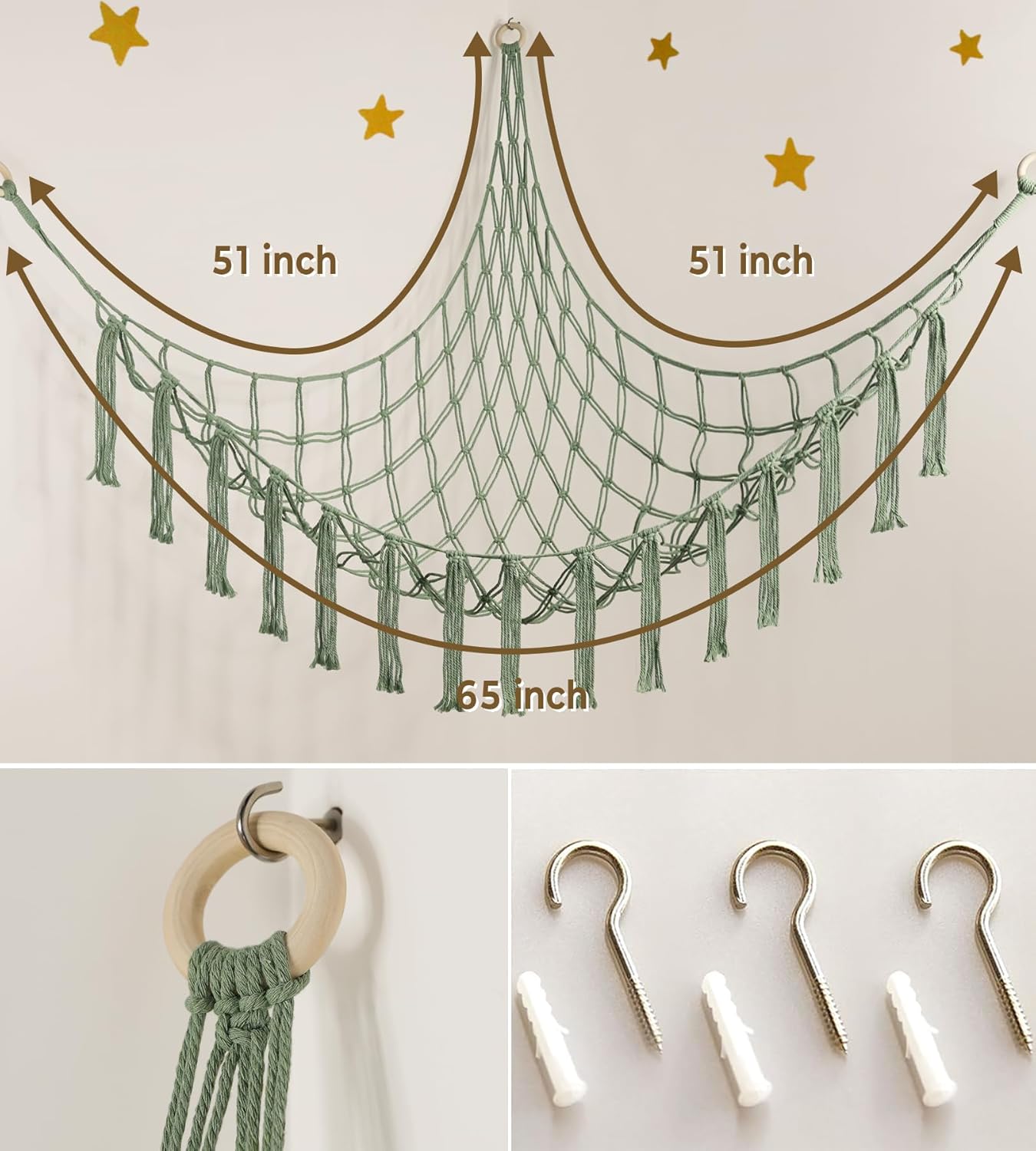 Mirolam Stuffed Animal Storage Hammock - Large Corner Organizer for Plush Toys | Baby Nursery Decor