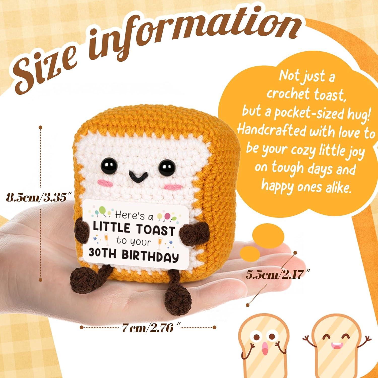 Regine Switzerland 30th Birthday Gift - Positive Handmade Crochet Toast Decor for Him/Her