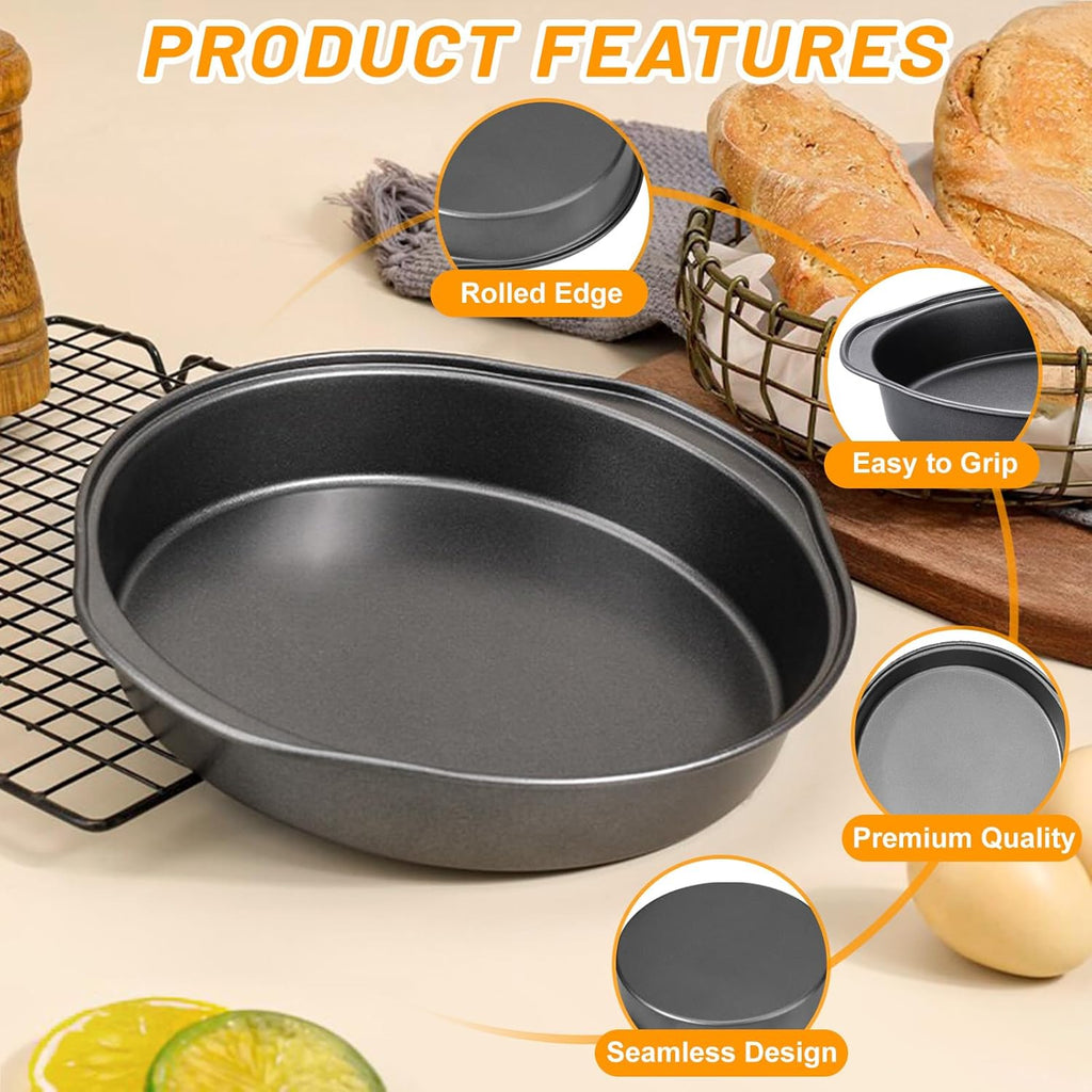 8 Inch Cake Pan Set by [Brand Name] - 3 Carbon Steel Round Pans with 100 Parchment Papers | Non-Stick & Healthy