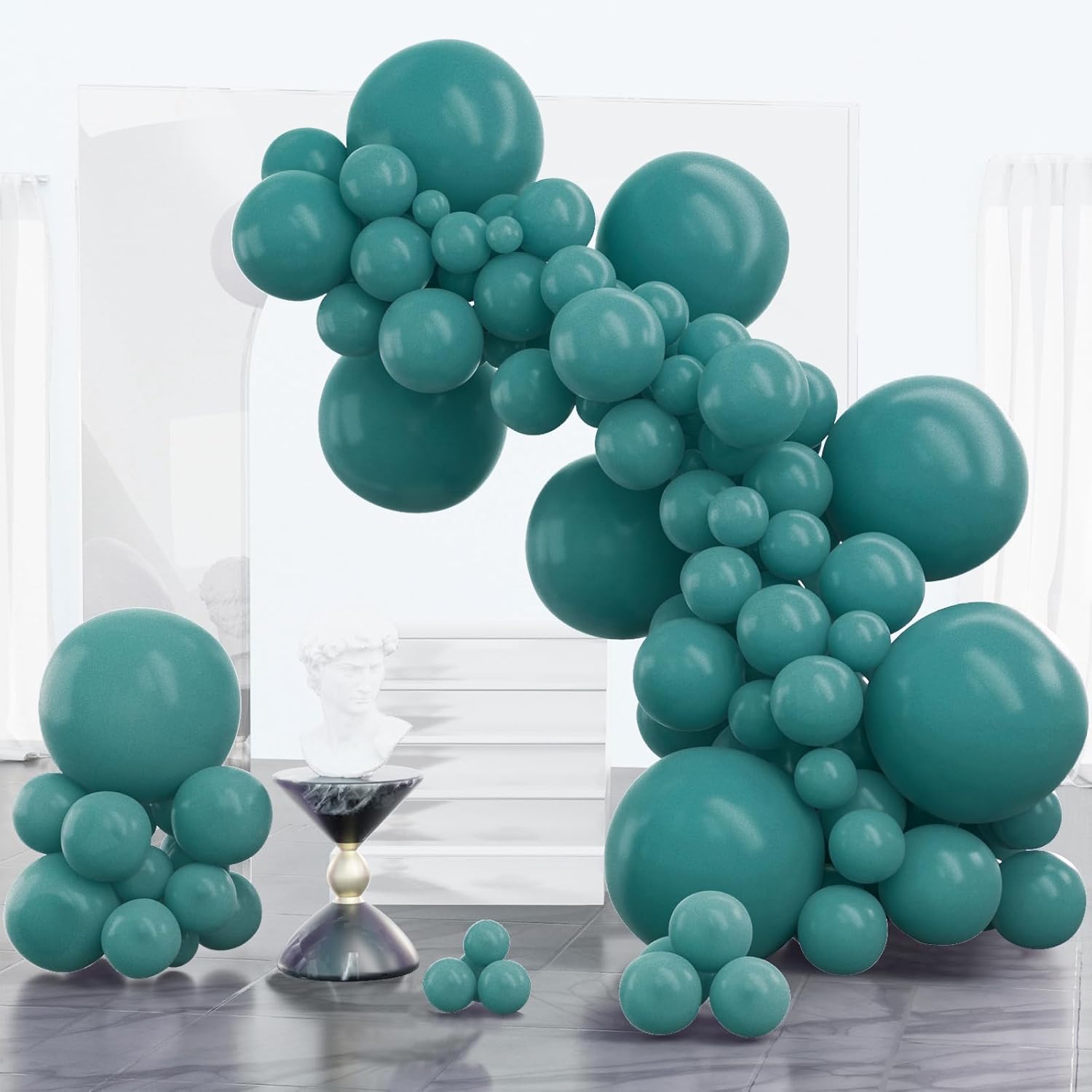 PartyWoo Slate Blue Balloons - 100 Pcs Assorted Sizes for Graduation, Baby Shower & Birthday Decor | Dusty Blue & Dark Teal