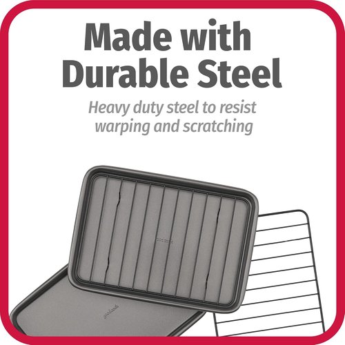 GoodCook Nonstick Steel Mini Baking Sheets Set - 9" x 6" with Racks | Gray Color