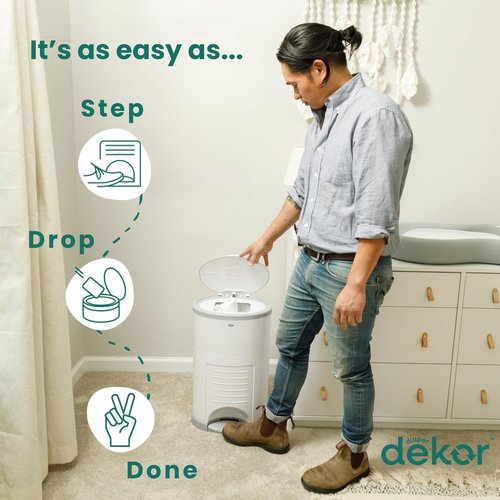 Diaper Dekor EKO Mini Diaper Pail - Eco-Friendly Design with 70% Recycled Materials | Hands-Free Operation