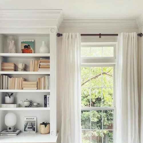 GXOACKJ Decorative Curtain Rods - Heavy Duty Metal for Windows 66-120 Inch | Brown Finish with Brackets