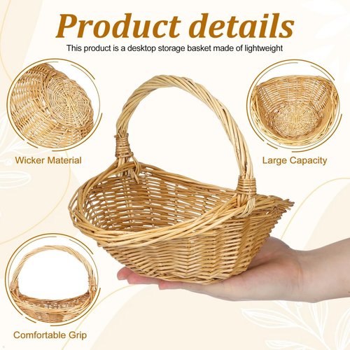 Abaodam Wicker Picnic Basket - Stylish Willow Design for Weddings, Picnics & Toy Storage