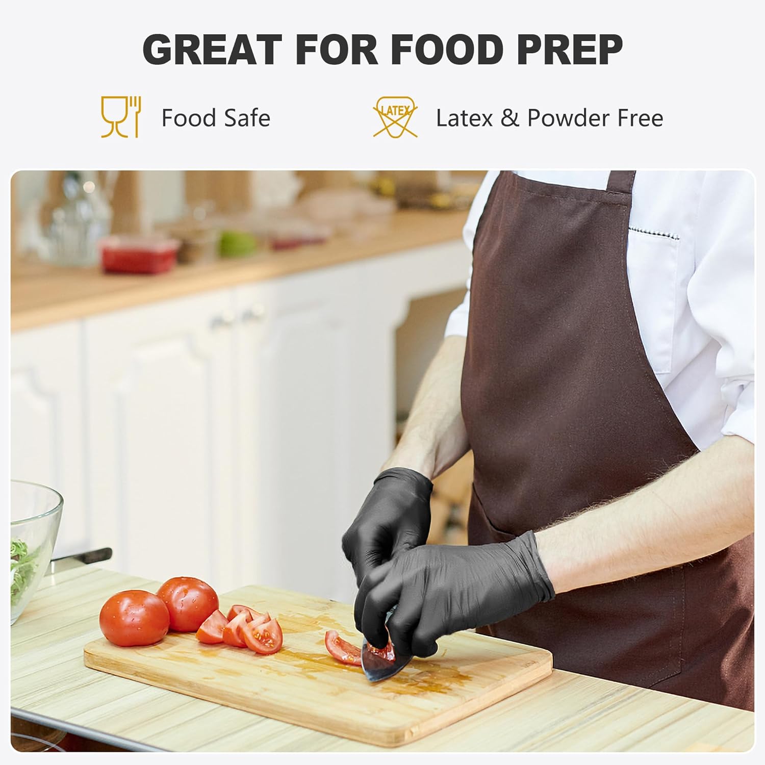 SWIFTLITE Black Vinyl Gloves - Disposable, Latex-Free & Powder-Free for Food Prep & Cleaning