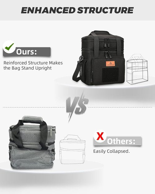HSHRISH Tactical Lunch Box - Durable Insulated Cooler Bag for Men | Expandable, 20 Can Capacity, Black