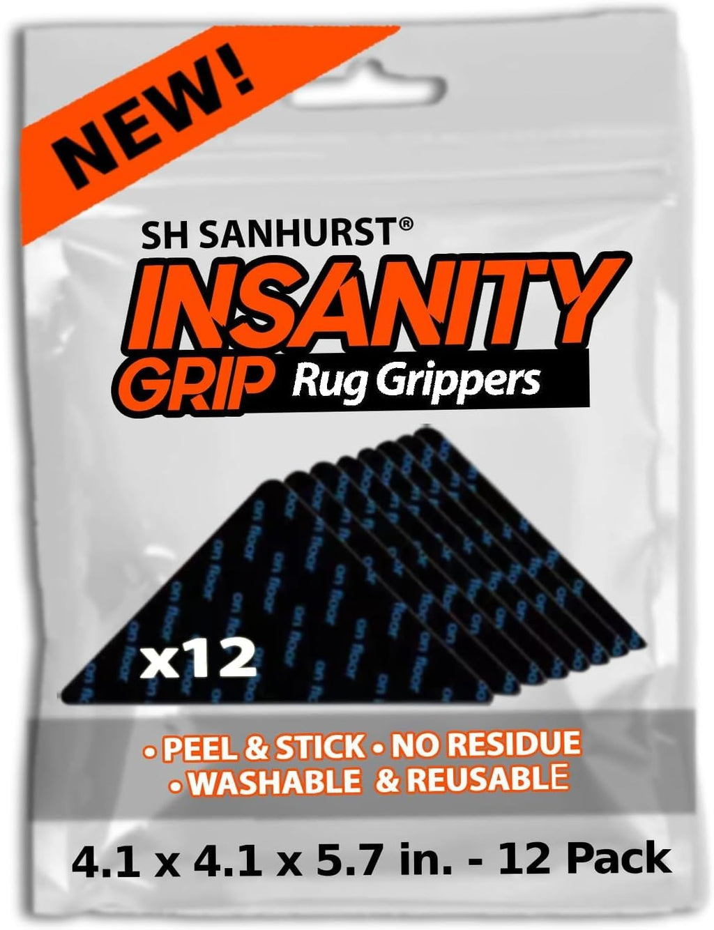 Skiennix Rug Tape - No Damage Grip for Hardwood & Cement Floors | 12 Pcs Non-Slip Carpet Pad