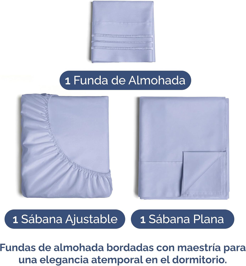 Skiennix Twin Size 3-Piece Sheet Set - Ultra-Soft Cooling Bedding - Deep Pockets, Wrinkle-Free - Lavender