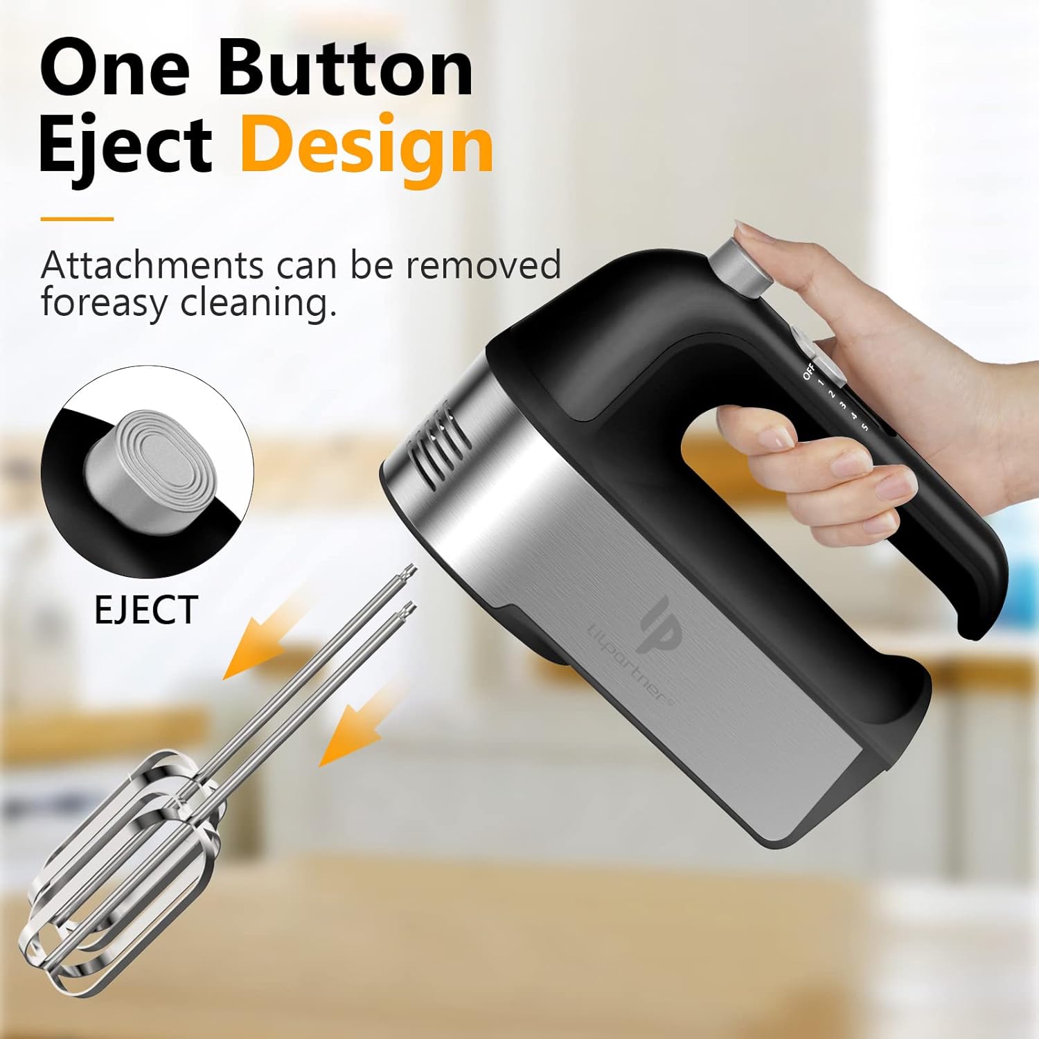 **Regine Switzerland Electric Hand Mixer - 450W with Turbo Boost & 5 Speed Settings | Includes Scale Cup & Accessories - Black**
