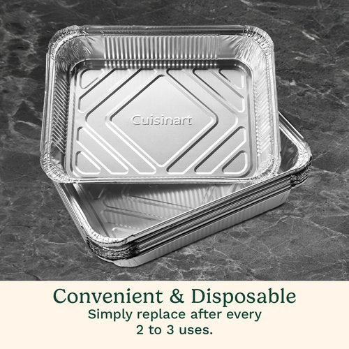 Cuisinart Heavy-Duty Aluminum Grease Tray Liners - 10-Pack Disposable Drip Trays for Griddles & Grills