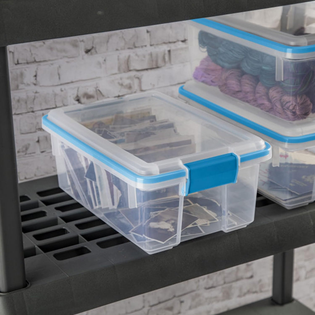 Sterilite 6-Pack Gasket Box - Weather-Resistant Storage Bins with Latching Lids | 12 Quart Heavy-Duty Organizers for Home & Office