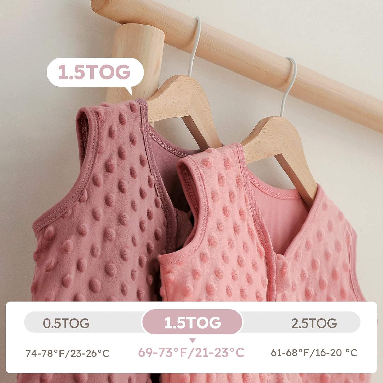 Yoofoss Baby Sleep Sack - Fleece Wearable Blanket for 6-12 Months | Plush Dots, 2-Way Zipper, TOG 1.5