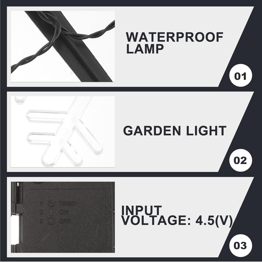 Uonlytech Christmas Snowflake Garden Lights - 5 Pack Battery Operated Waterproof Decor for Patio & Yard