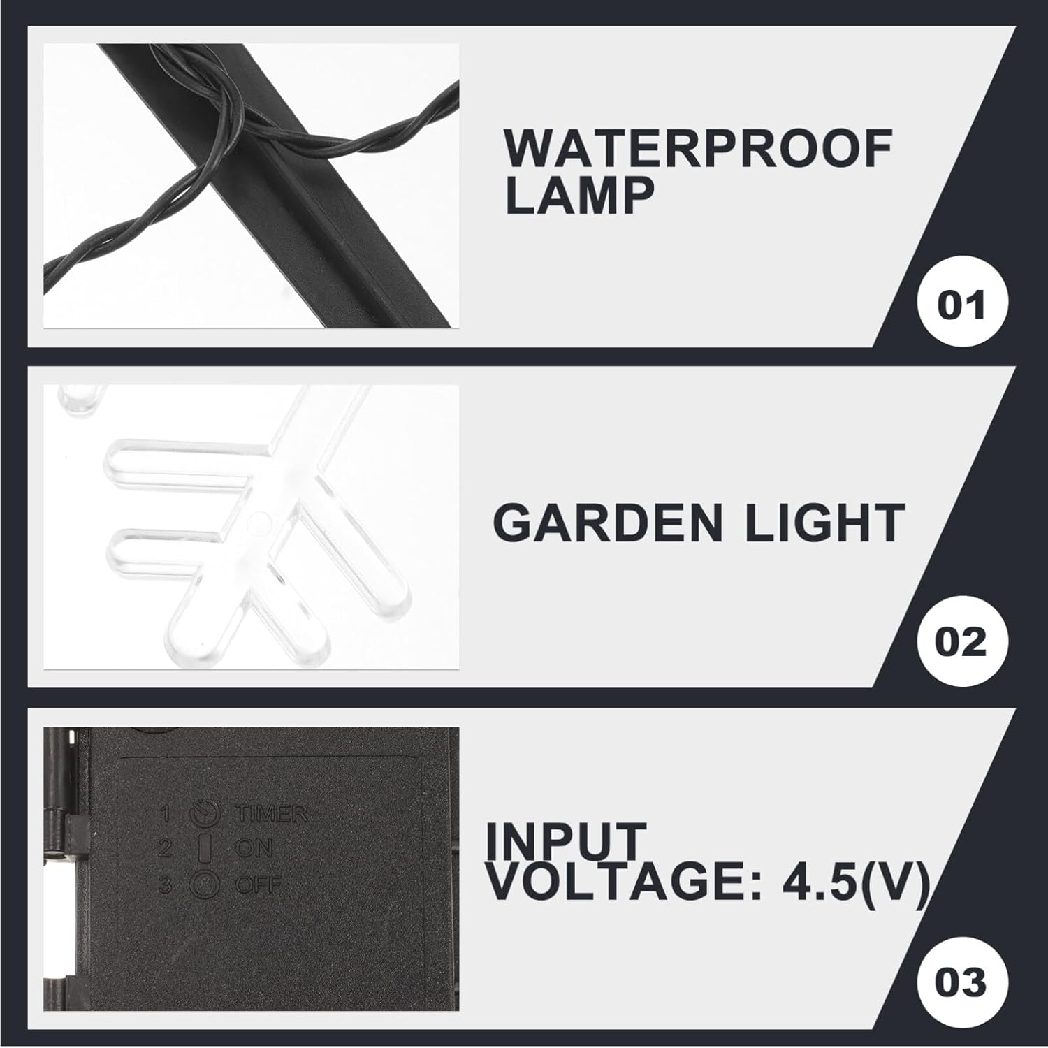 Uonlytech Christmas Snowflake Garden Lights - 5 Pack Battery Operated Waterproof Decor for Patio & Yard