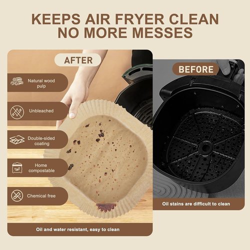 Air Fryer Liners | 8-Inch Non-Stick Disposable Sheets for Easy Cleanup | 100-Pack
