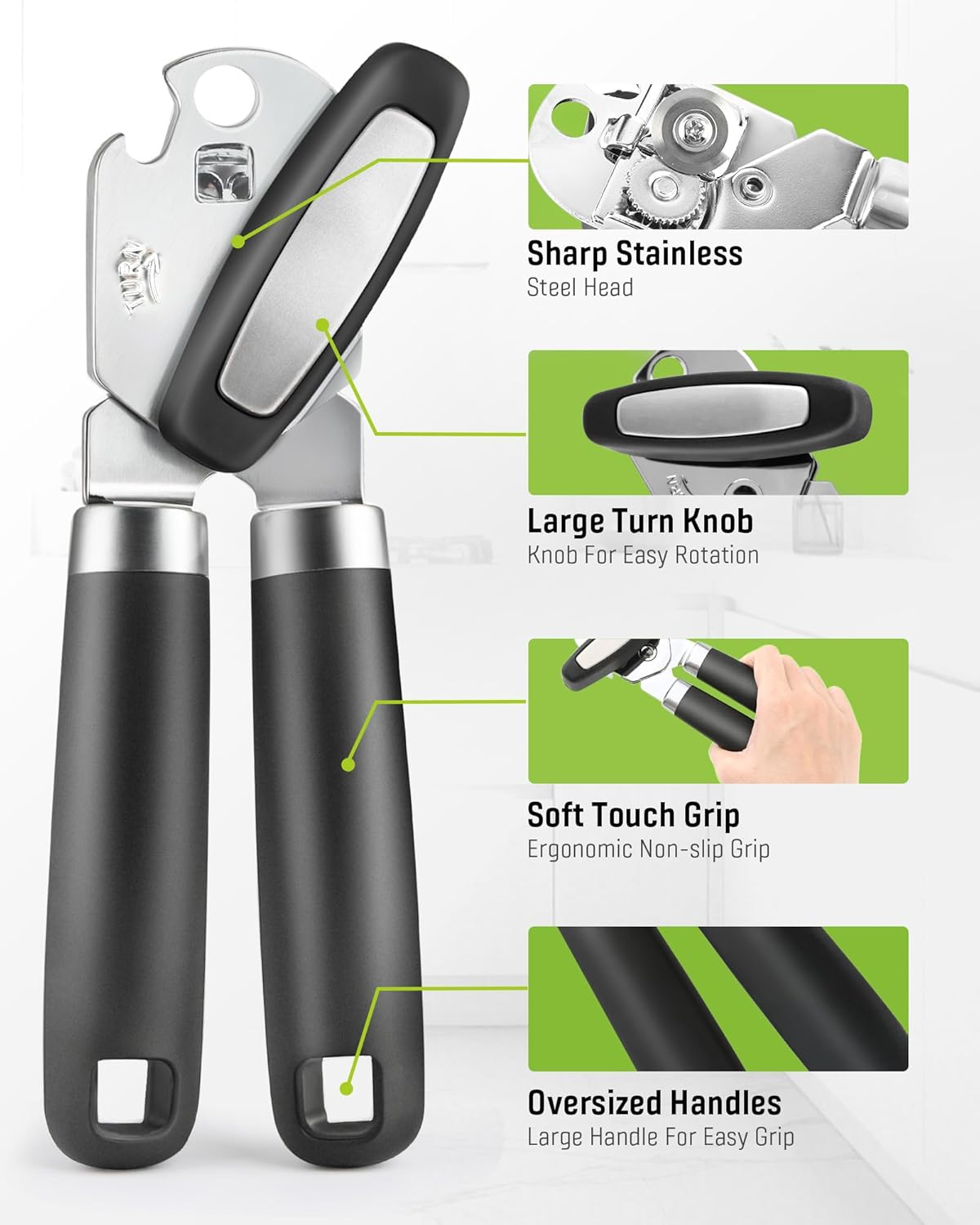 Skiennix Multifunctional Can Opener - Durable Heavy-Duty Tool for Seniors & Camping | Black