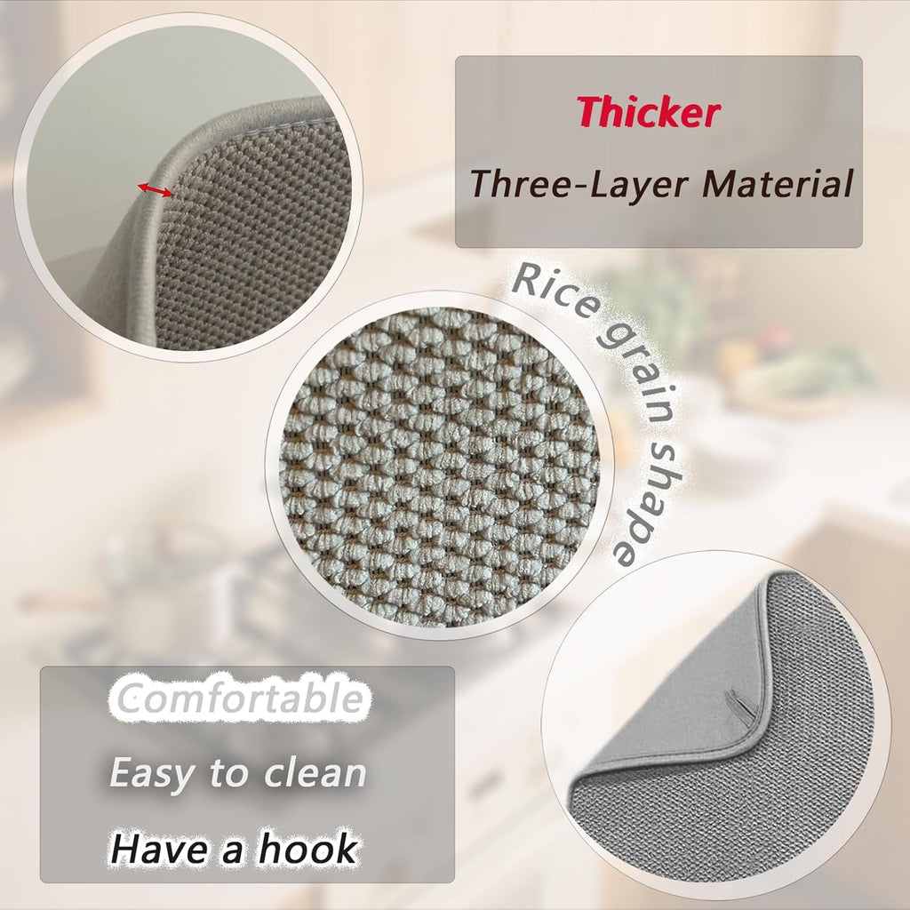 Skiennix XXL Microfiber Dish Drying Mat - 23" x 17" Ultra Absorbent Kitchen Counter Mat | Grey