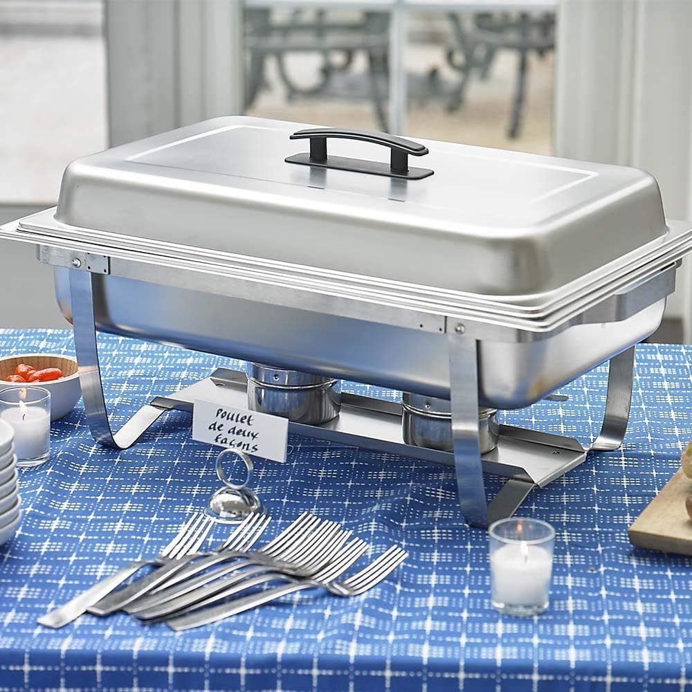 Sterno Buffet Kit Foldable Chafing Dish Buffet Set - Chafing Dishes for Buffet & Catering Food Warmers - Catering Supplies & Food Warming Trays for Buffet Party - 8-Piece Chafing Dish Set