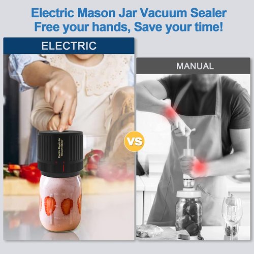 LOVE MOMENT Electric Mason Jar Vacuum Sealer Kit - Black & Red for Fresh Food Storage