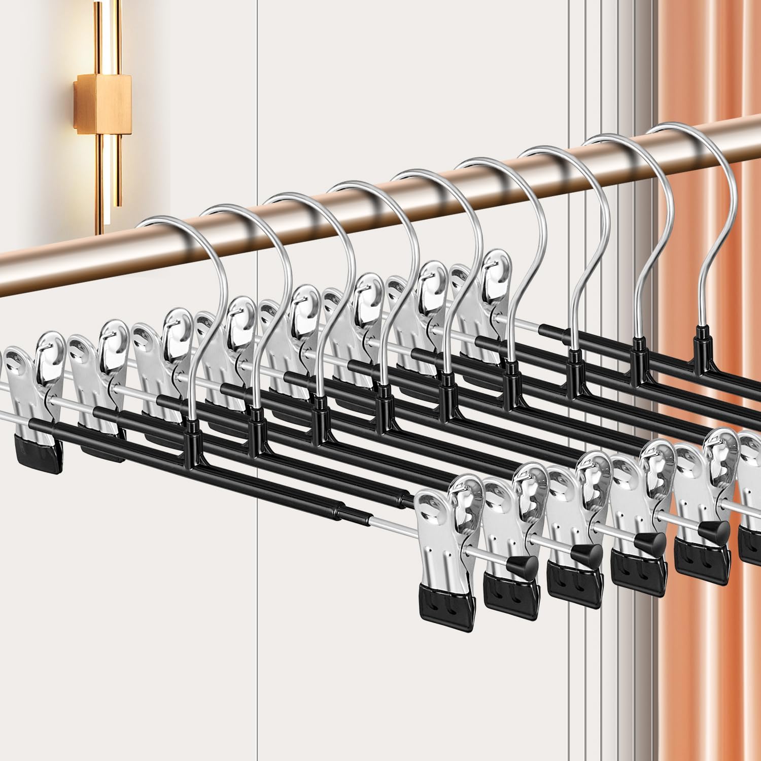 Skiennix 20 Pack Heavy-Duty Pants Hangers - Non-Slip Clips for Jeans & Skirts | Space-Saving Design
