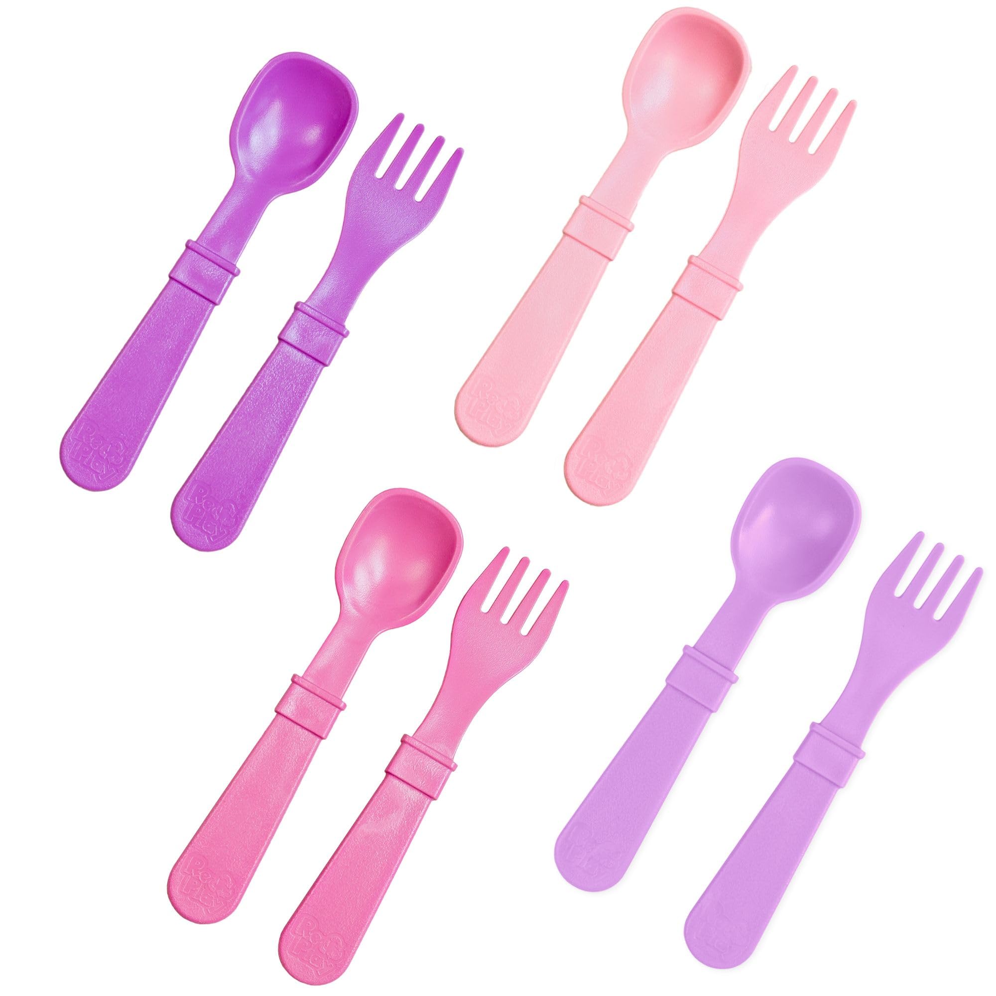 Re-Play Toddler Forks and Spoons Set - 4x4 Utensils Set for Kids - Dishwasher and Microwave Safe - Made in USA - Set of 8-5.8" x 1.2" x 0.2" - Princess
