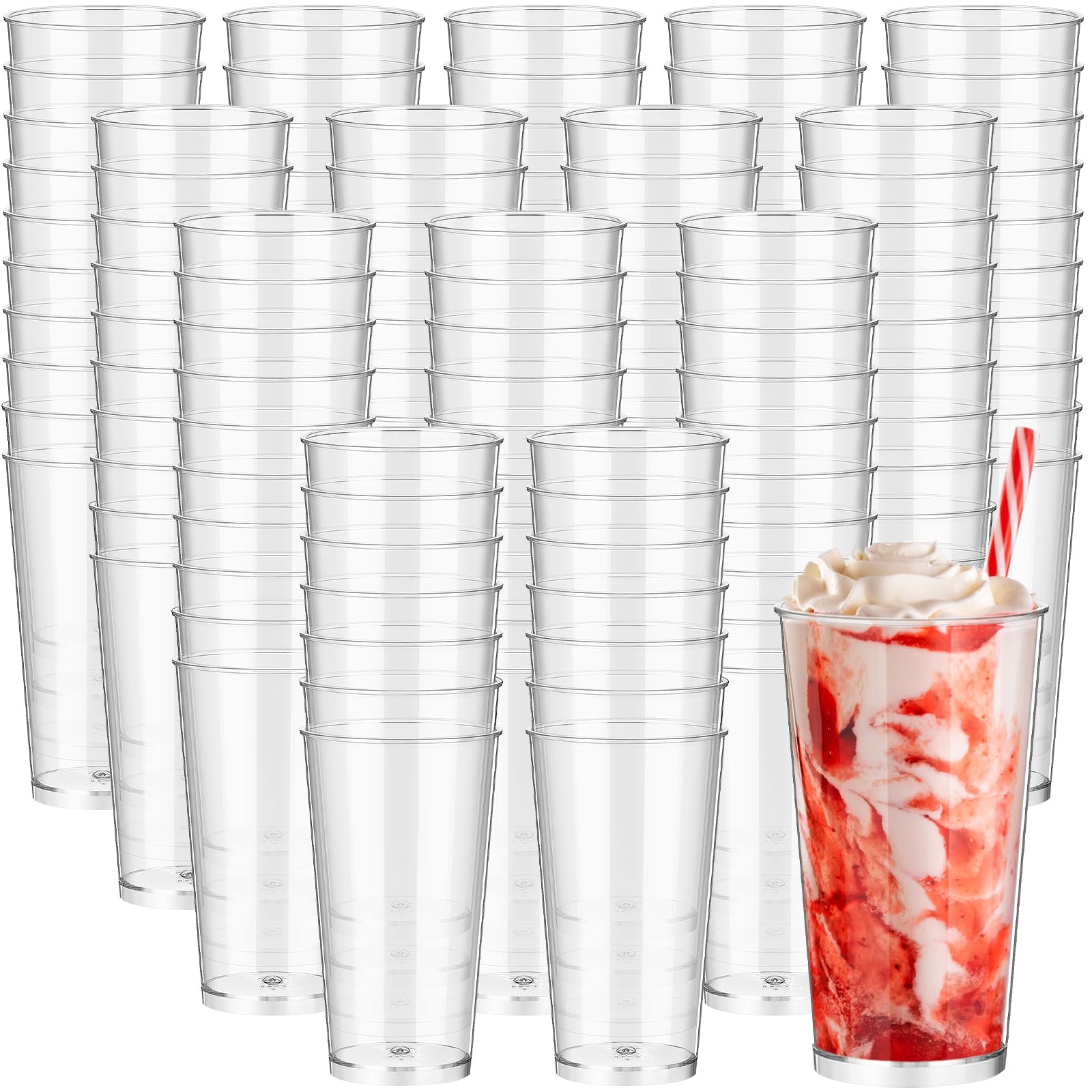 Uiifan 300 Pcs 3 oz Mini Dessert Cups Plastic Appetizer Cups Tall Round Clear Dessert Shooter Disposable Parfait Serving Cups Bowl for Tasting Party Puddings Ice Cream Wedding Birthday Party