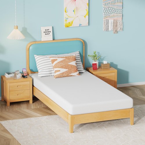 FDW 6 Inch Twin Mattress - Medium Firm Gel Memory Foam for Pressure Relief | Cooling Ventilated Foam, White