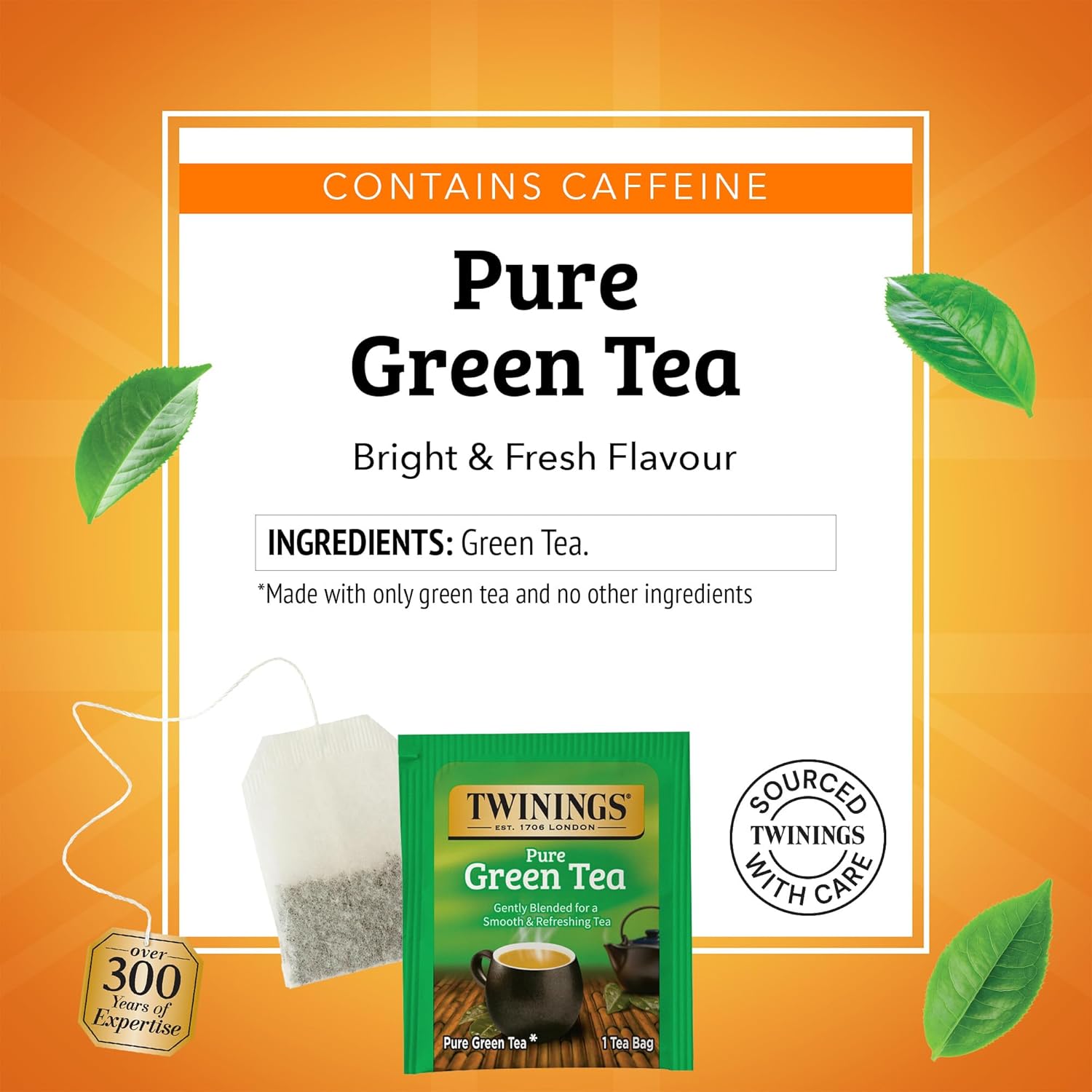 Twinings Pure Green Tea - Individually Wrapped Bags, Smooth Flavor & Enticing Aroma | 150 Teabags (Pack of 6)