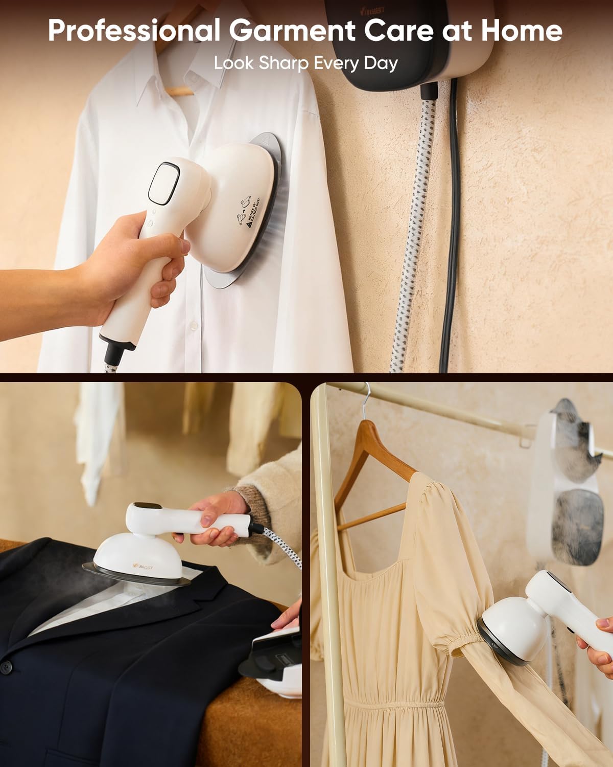 VITANEST 2-in-1 Steam Iron & Steamer - 1150W Turbo with 30s Heat-Up, 570mL Tank, Self-Cleaning | White