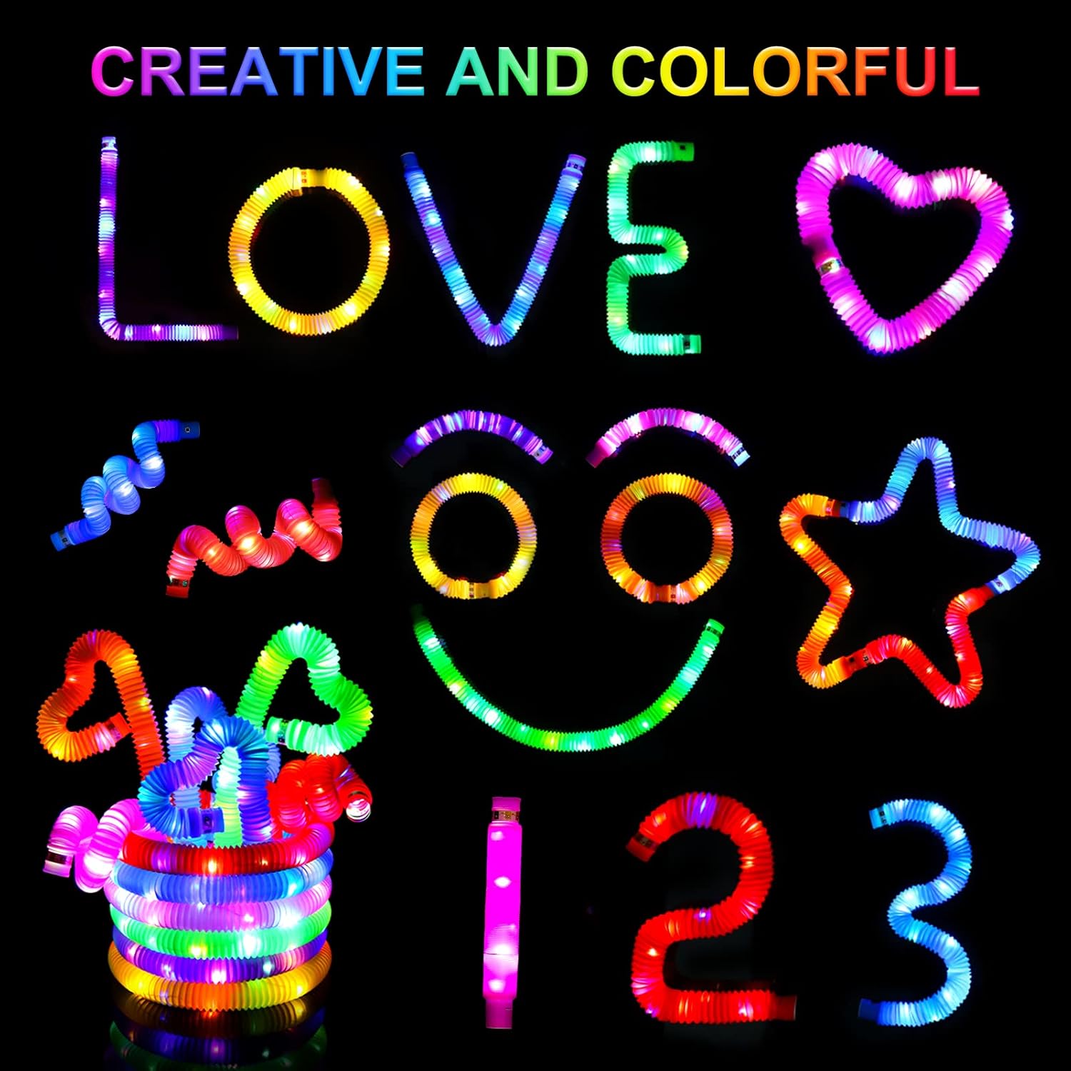 UrChoice Glow Sticks - 8PCS LED Pop Tubes for Parties | Glow Necklaces & Bracelets for Imaginative Play