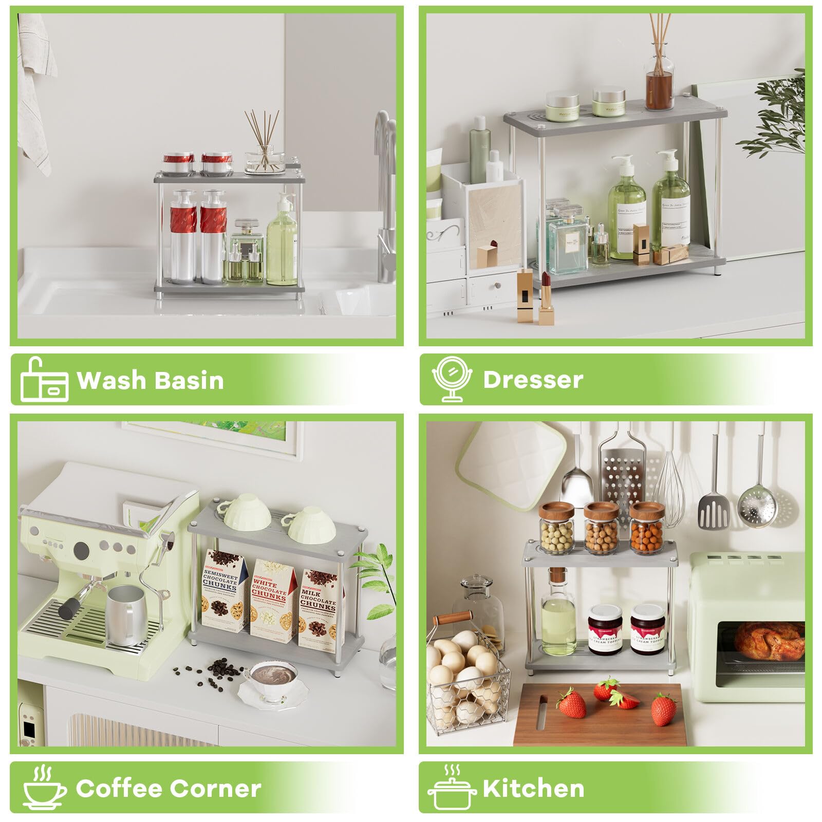 2 Tier Bathroom Organizer and Storage Water Absorbing Stone Bathroom Counter Organizer, Skincare Organizers with Perfume & Makeup