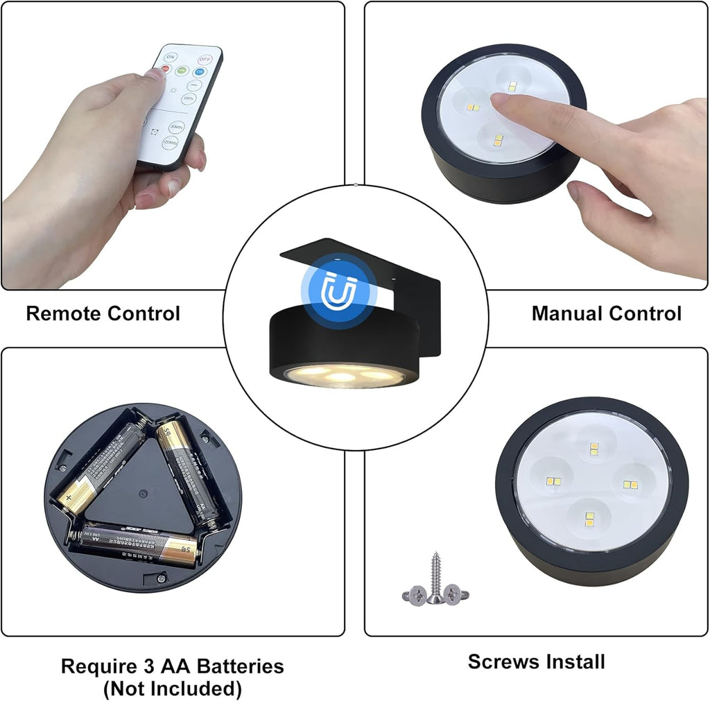Skiennix 6-Pack Battery Operated Picture Lights - Magnetic Art Display with Remote & Dimmable Timer