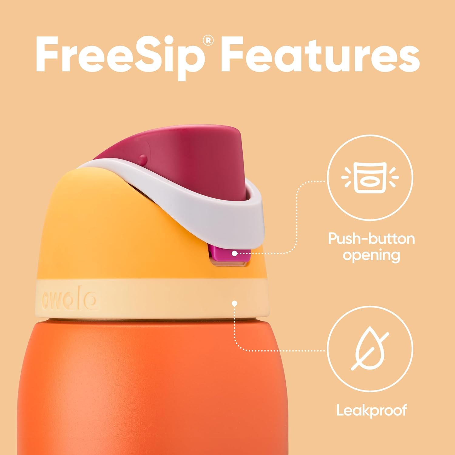 Owala FreeSip 32 oz Insulated Stainless Steel Water Bottle - BPA-Free with Straw | Citrus Crush for Sports & Travel