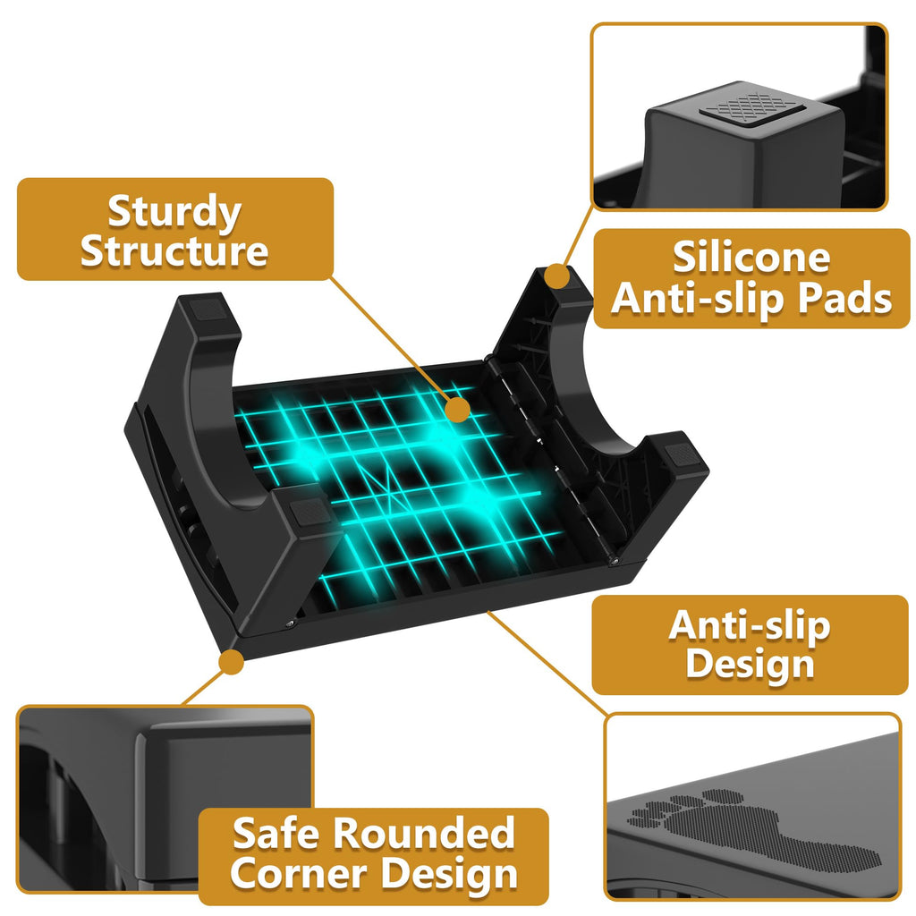 Step Stool Foldable for Adults Kids, Heavy Duty Non-Slip Folding Stepping Stool with 400-LBS Capacity, Portable Collapsible Foot Stool for Bathroom Bedroom Kitchen, Bed Steps for High Beds, Black