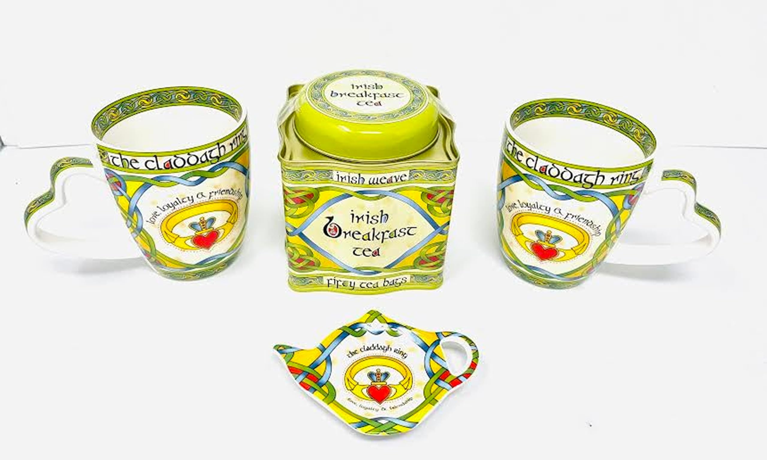 Royal Tara Irish Claddagh Mug Set of Two with Irish Box Capacity Cup is 380 ml/13 fl Oz Tea Bag Holder (2 Mugs Tea Bag Holder)