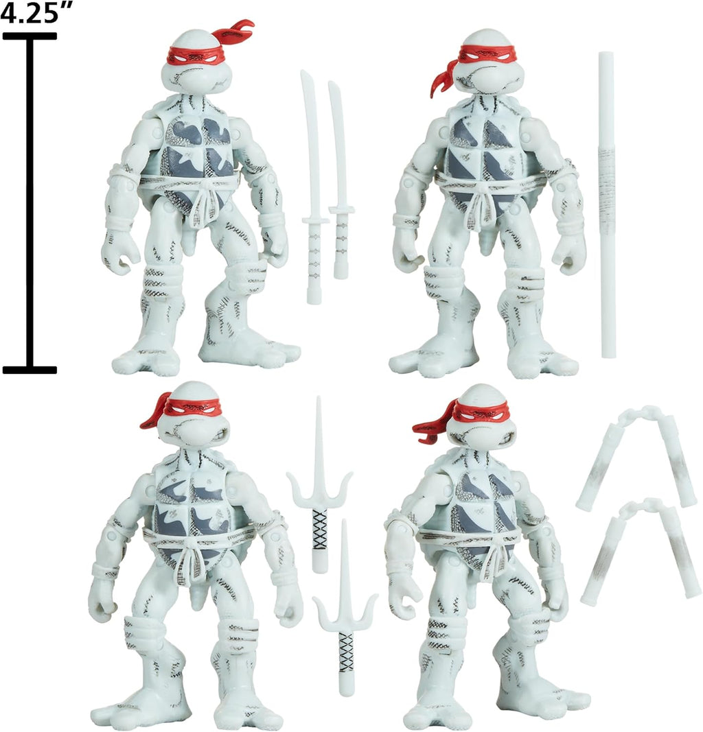 Playmates Toys Teenage Mutant Ninja Turtles Comic Book Figures - Black and White Edition with Comic Book