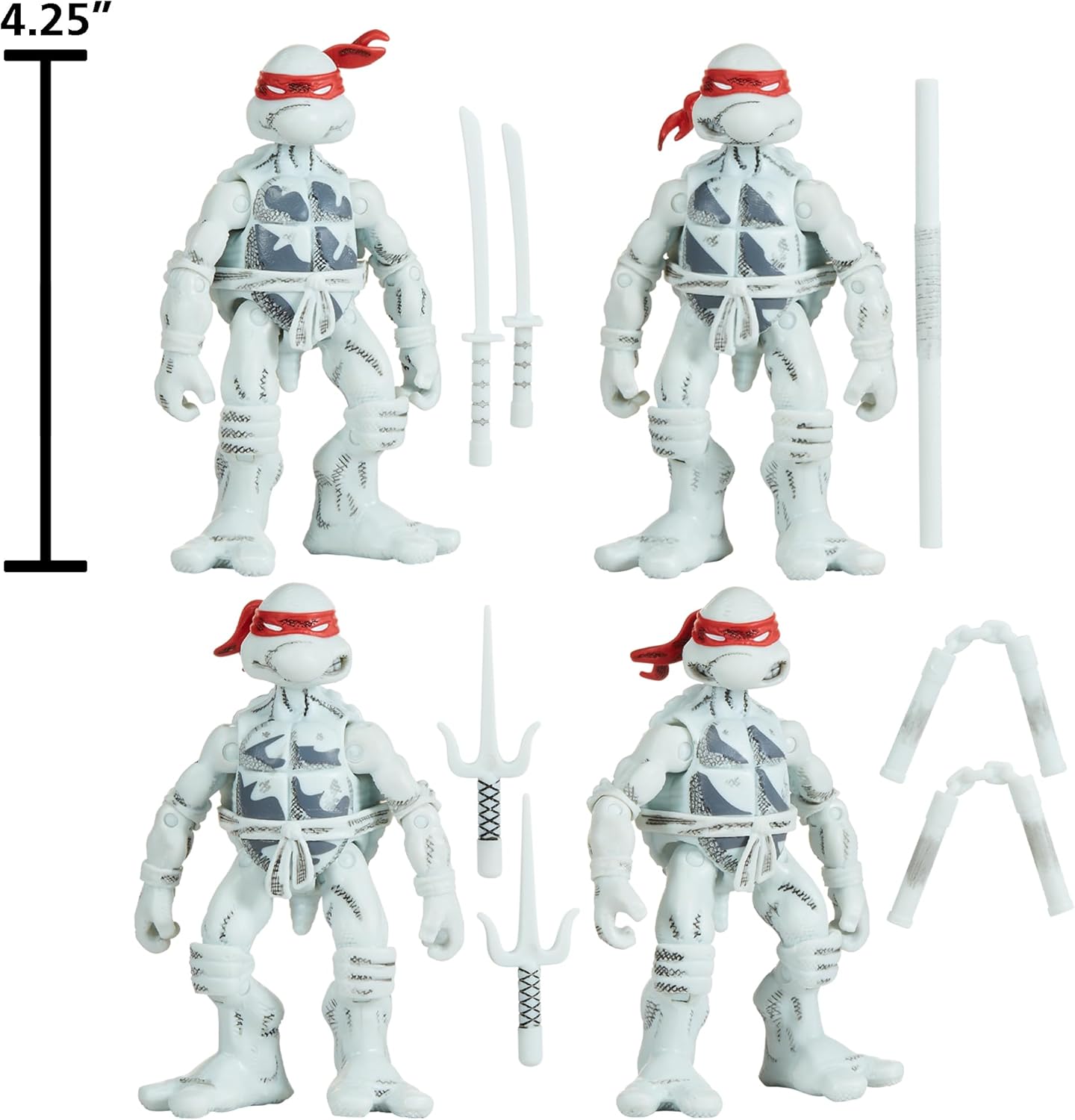 Playmates Toys Teenage Mutant Ninja Turtles Comic Book Figures - Black and White Edition with Comic Book