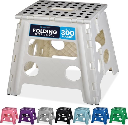 Handy Laundry Folding Step Stool - Lightweight & Sturdy for Adults and Kids | Easy One-Flip Design - White, 13 Inch
