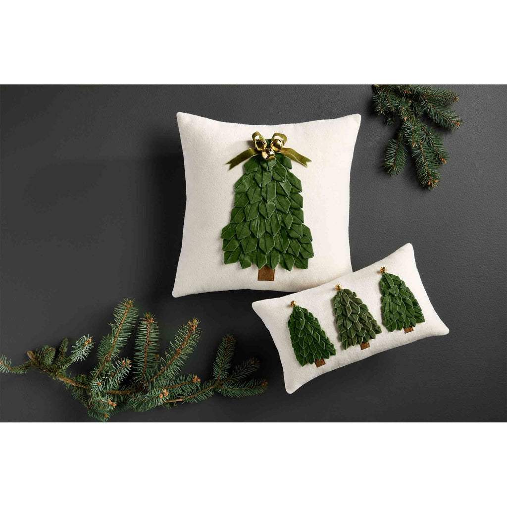 Mud Pie Velvet Ribbon Tree Pillow, Lumbar, 16" x 9"