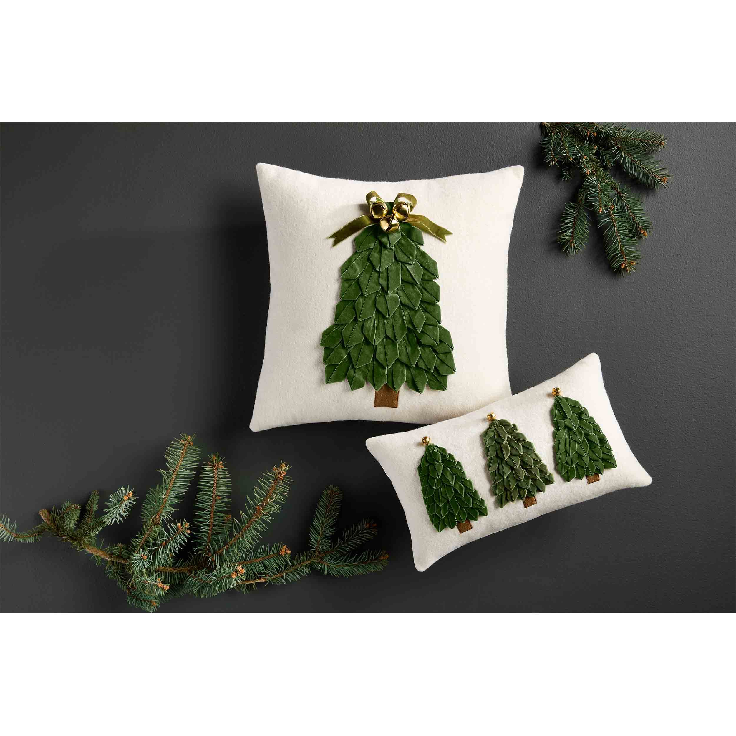 Mud Pie Velvet Ribbon Tree Pillow, Lumbar, 16" x 9"