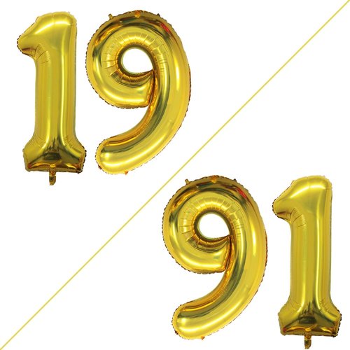 GOER 19th Birthday Balloons - Jumbo 42 Inch Gold Foil Helium Decorations for Sweet 19 Party